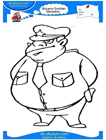 Çocuklar İçin Polis Boyama Sayfaları 